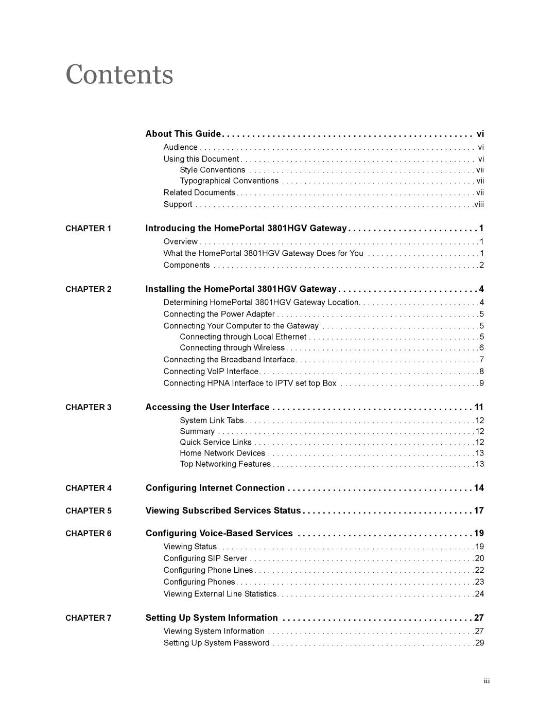 2Wire 3801HGV manual Contents 