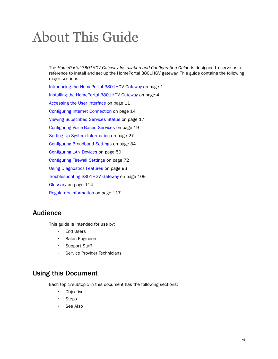 2Wire 3801HGV manual About This Guide, Audience, Using this Document 