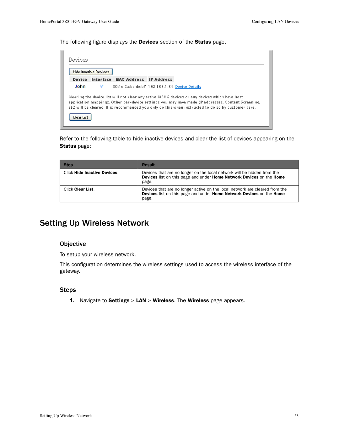 2Wire 3801HGV manual Setting Up Wireless Network, Objective 