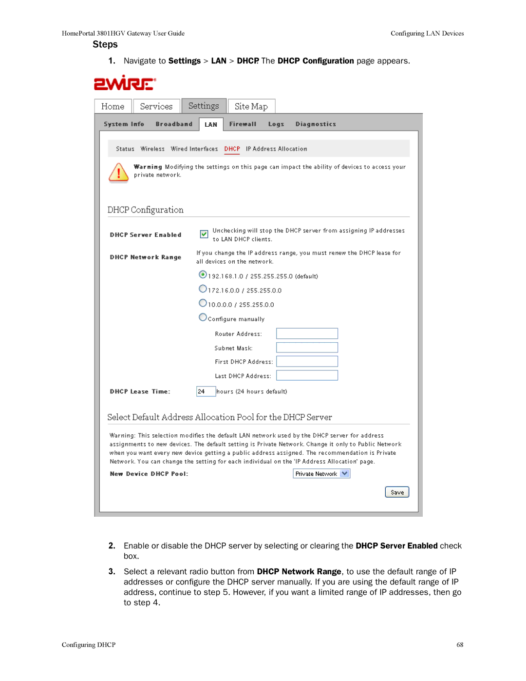 2Wire 3801HGV manual Steps 