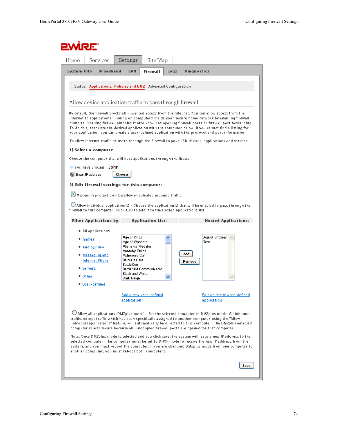 2Wire manual HomePortal 3801HGV Gateway User Guide 