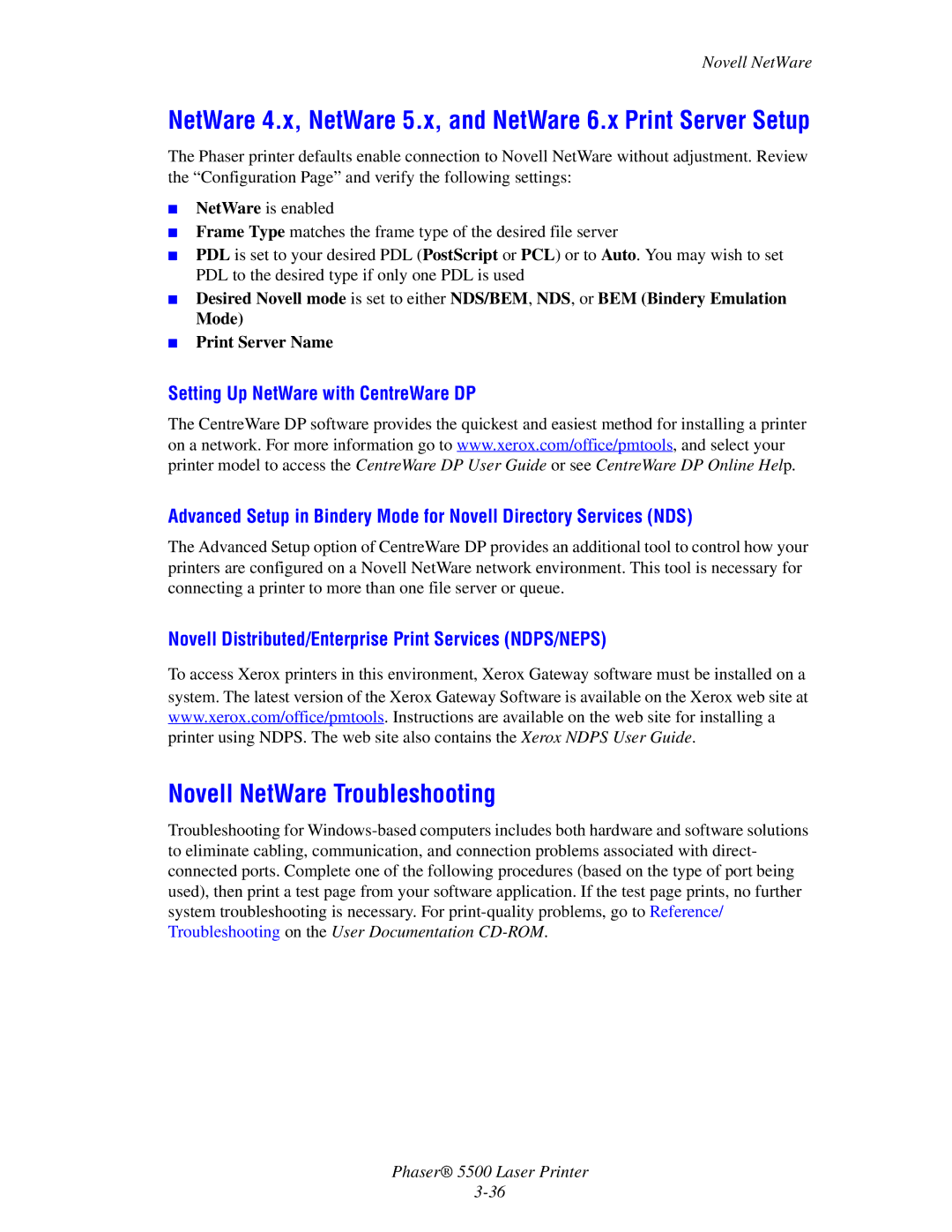 2Wire 5500 manual NetWare 4.x, NetWare 5.x, and NetWare 6.x Print Server Setup, Novell NetWare Troubleshooting 