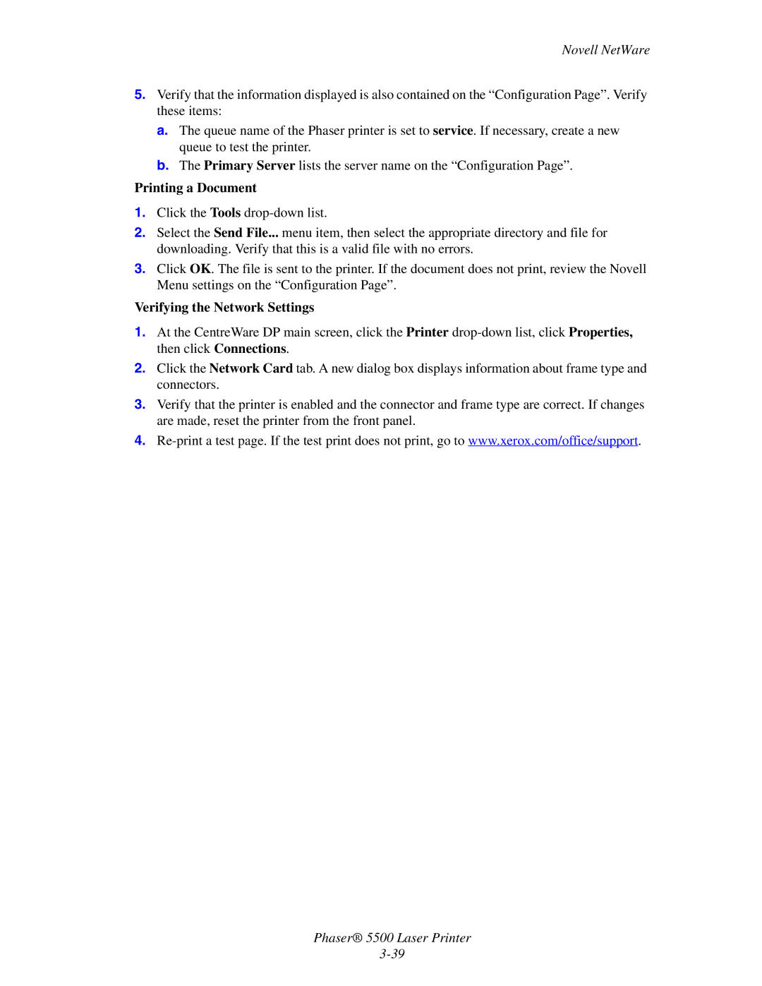 2Wire 5500 manual Printing a Document, Verifying the Network Settings 