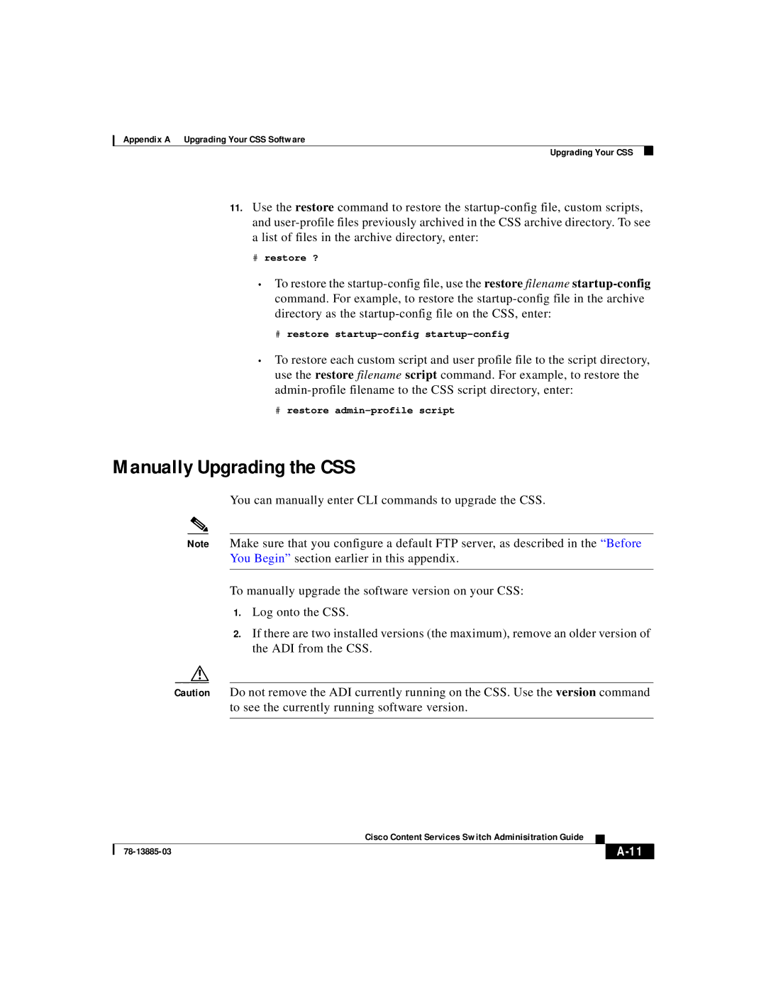 2Wire 78-13885-03 appendix Manually Upgrading the CSS 