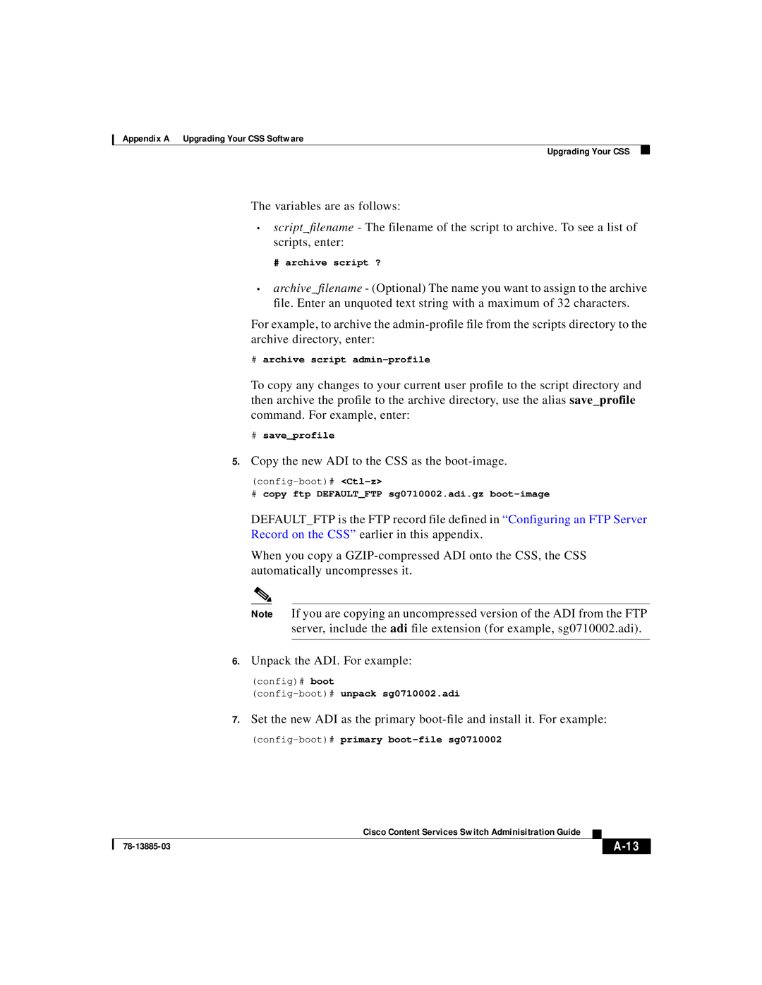 2Wire 78-13885-03 appendix Copy the new ADI to the CSS as the boot-image 