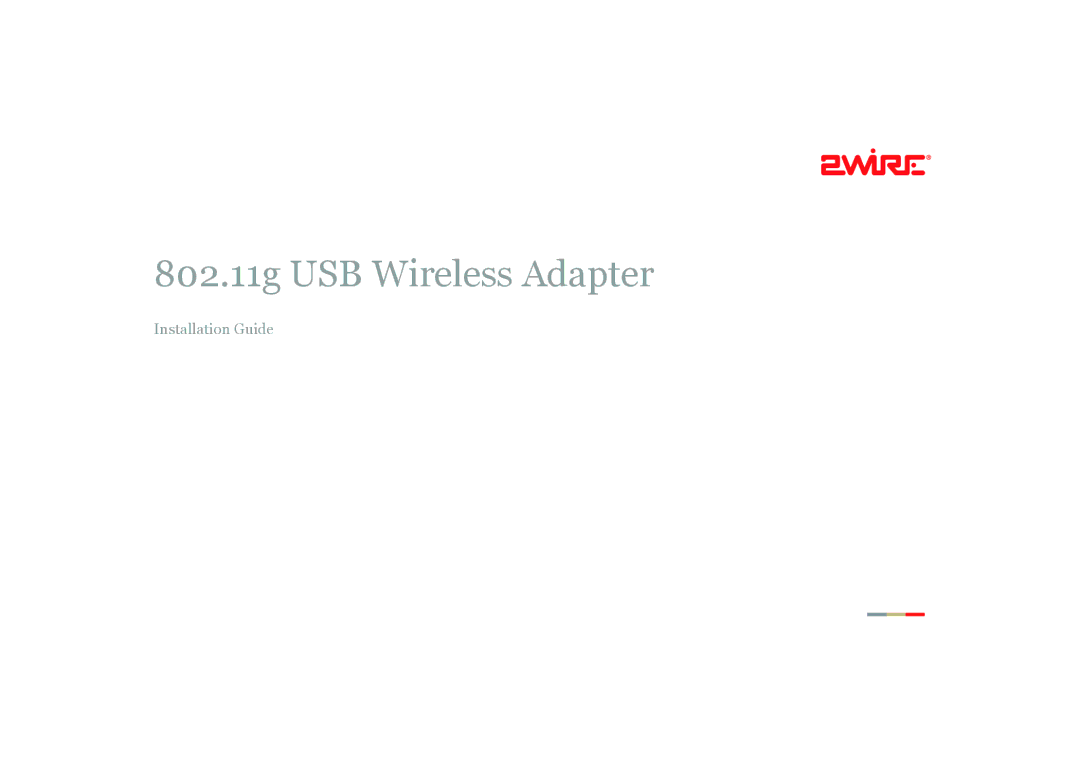 2Wire manual 802.11g USB Wireless Adapter 