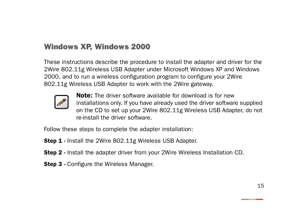 2Wire 802.11g manual Windows XP, Windows 