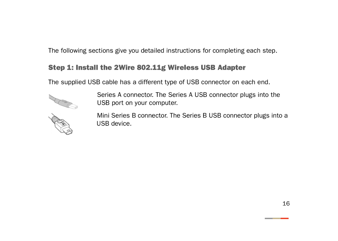 2Wire manual Install the 2Wire 802.11g Wireless USB Adapter 