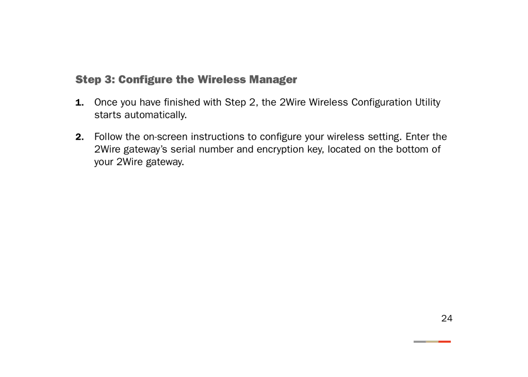 2Wire 802.11g manual Configure the Wireless Manager 