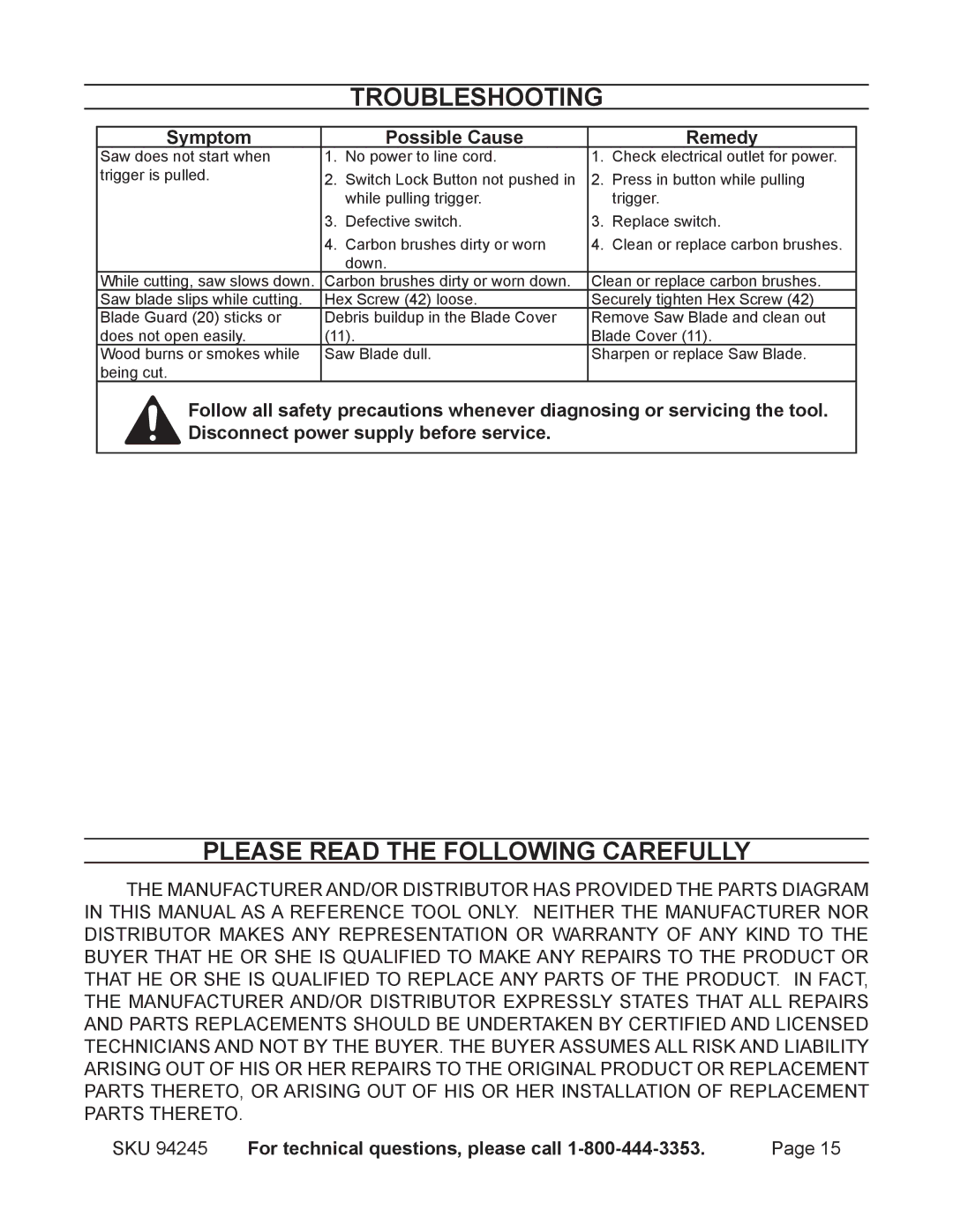 2Wire 94245 operating instructions Troubleshooting, Symptom Possible Cause Remedy 