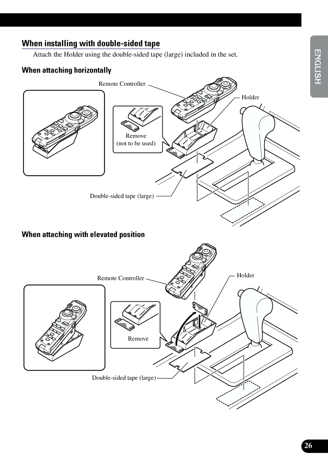 2Wire AVIC-9DVD installation manual When installing with double-sided tape, When attaching with elevated position 