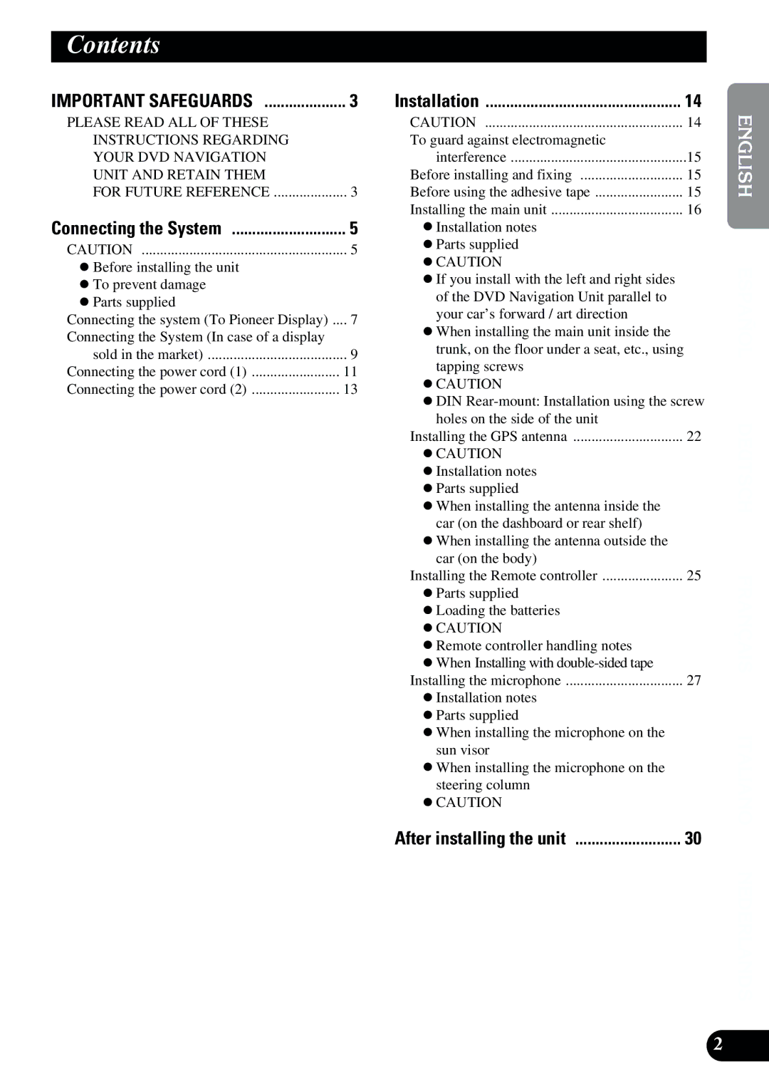 2Wire AVIC-9DVD installation manual Contents 