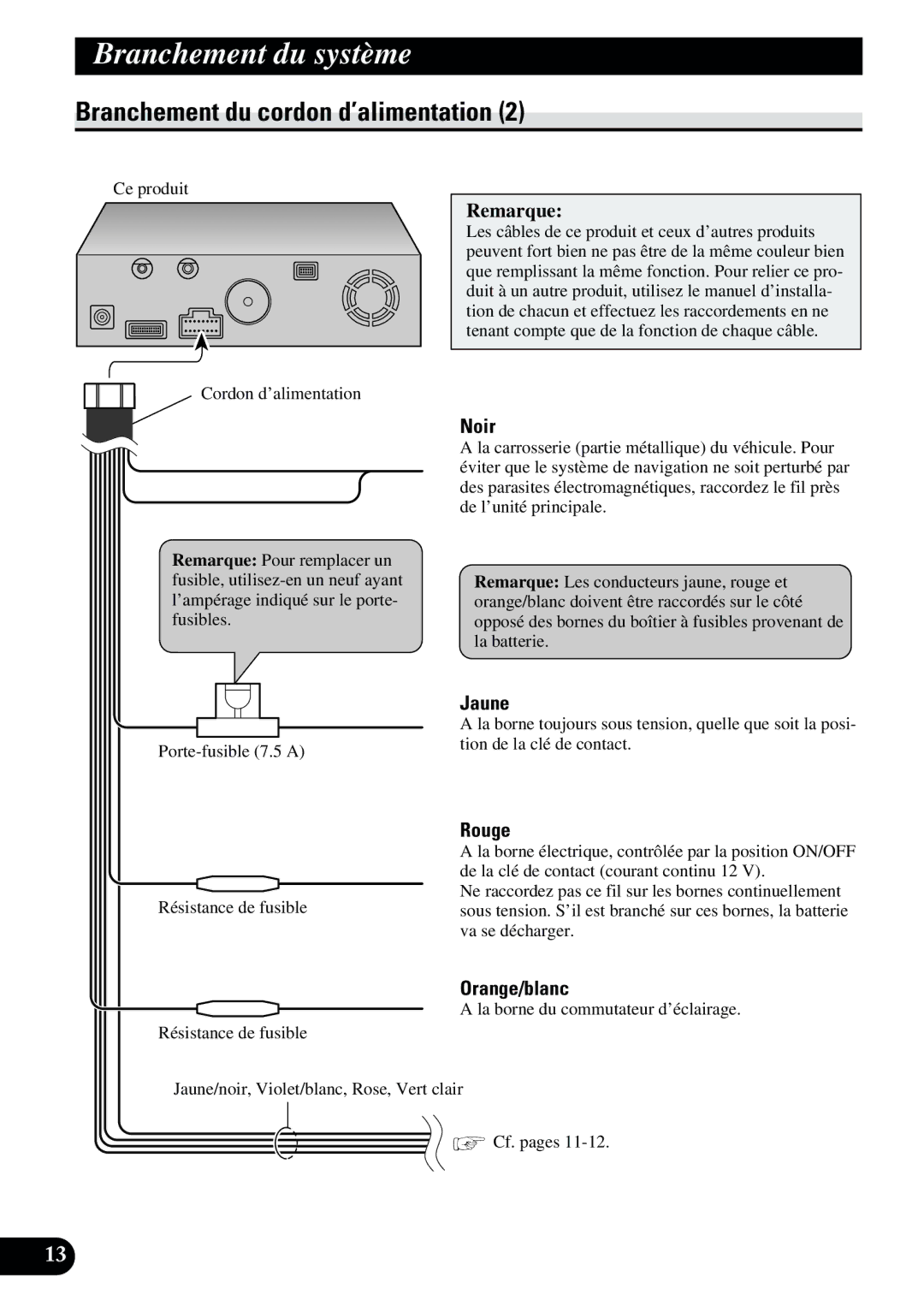 2Wire AVIC-9DVD installation manual Jaune 