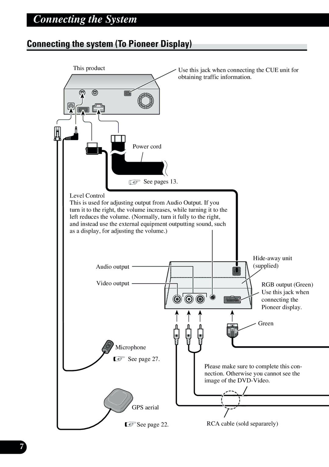 2Wire AVIC-9DVD installation manual Connecting the system To Pioneer Display 