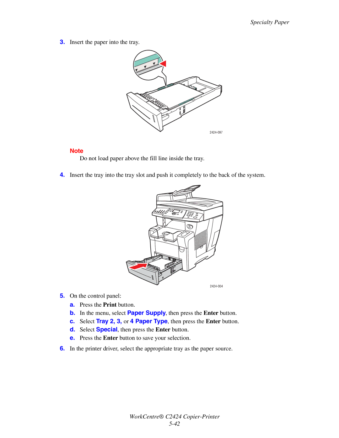 2Wire C424 manual Insert the paper into the tray 