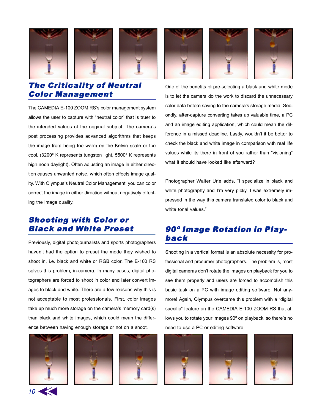 2Wire E-100 ZOOM RSOl manual Criticality of Neutral Color Management, Shooting with Color or Black and White Preset 