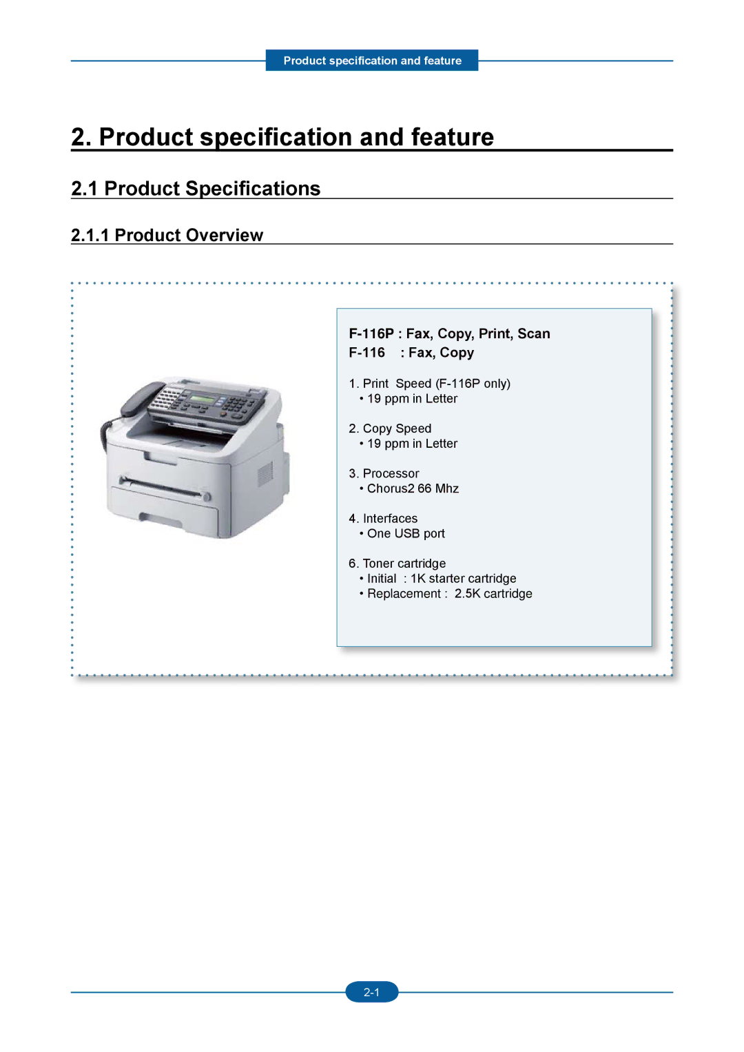 2Wire F-116P manual Product Specifications, Product Overview 