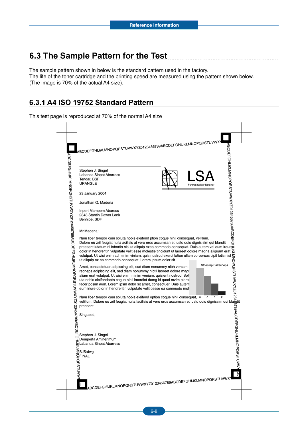 2Wire F-116P manual Sample Pattern for the Test, 1 A4 ISO 19752 Standard Pattern 