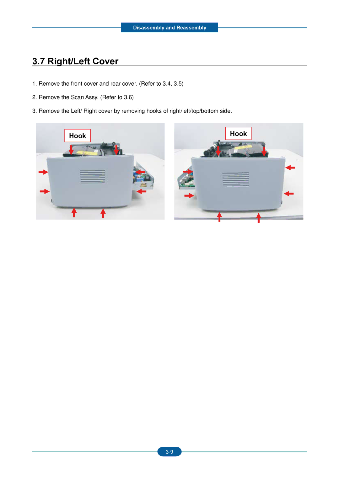 2Wire F-116P manual Right/Left Cover, Hook 