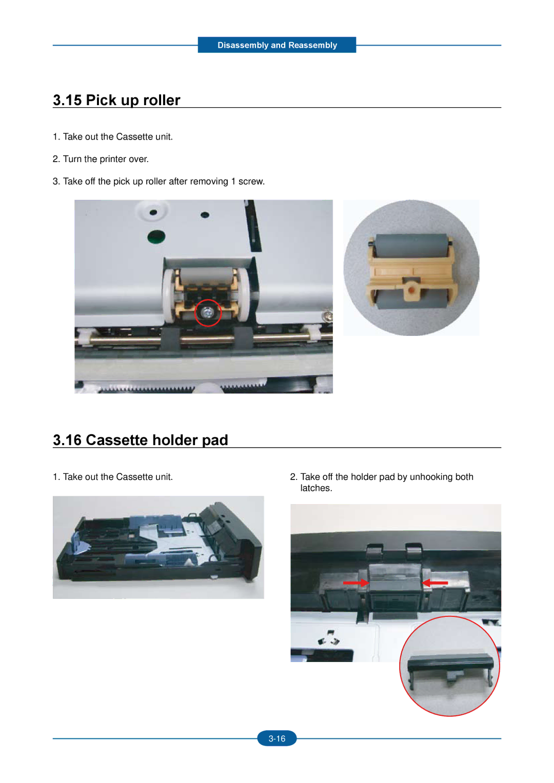 2Wire F-116P manual Pick up roller, Cassette holder pad 