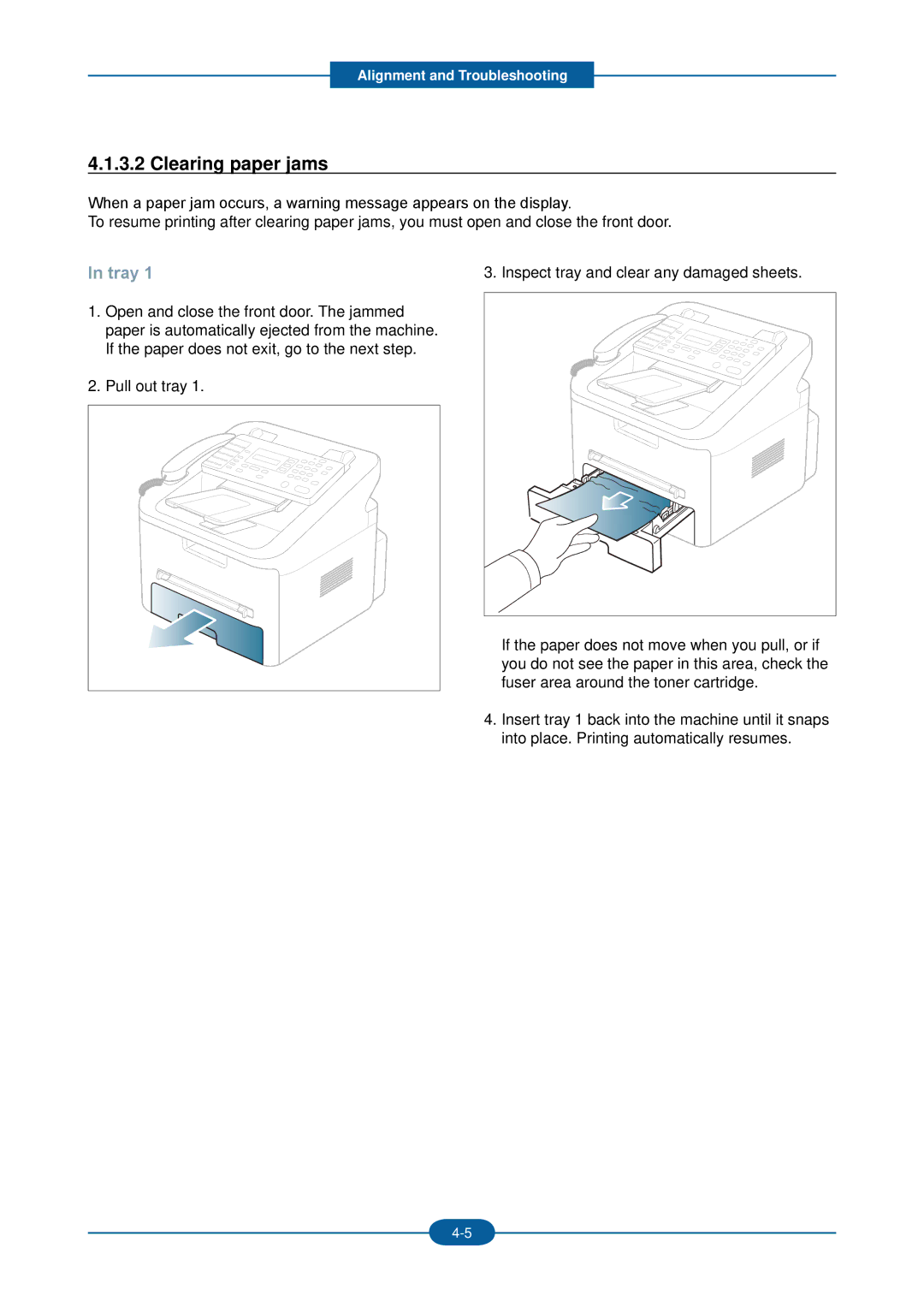 2Wire F-116P manual Clearing paper jams, Tray 