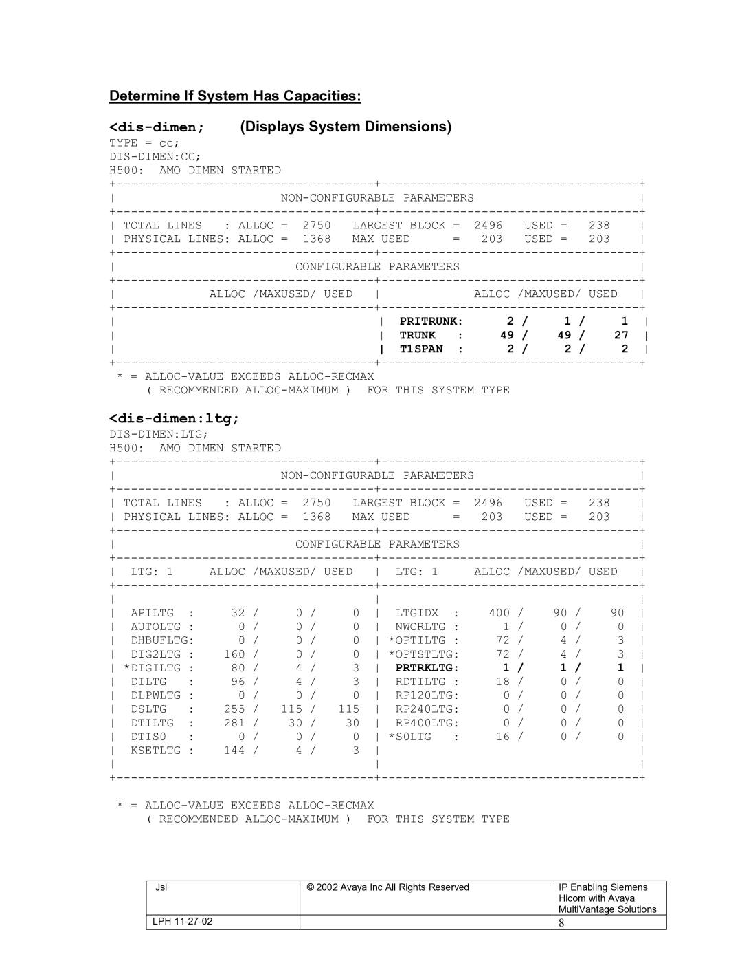 2Wire g700, s8300 manual Determine If System Has Capacities, Displays System Dimensions, Dis-dimenltg 