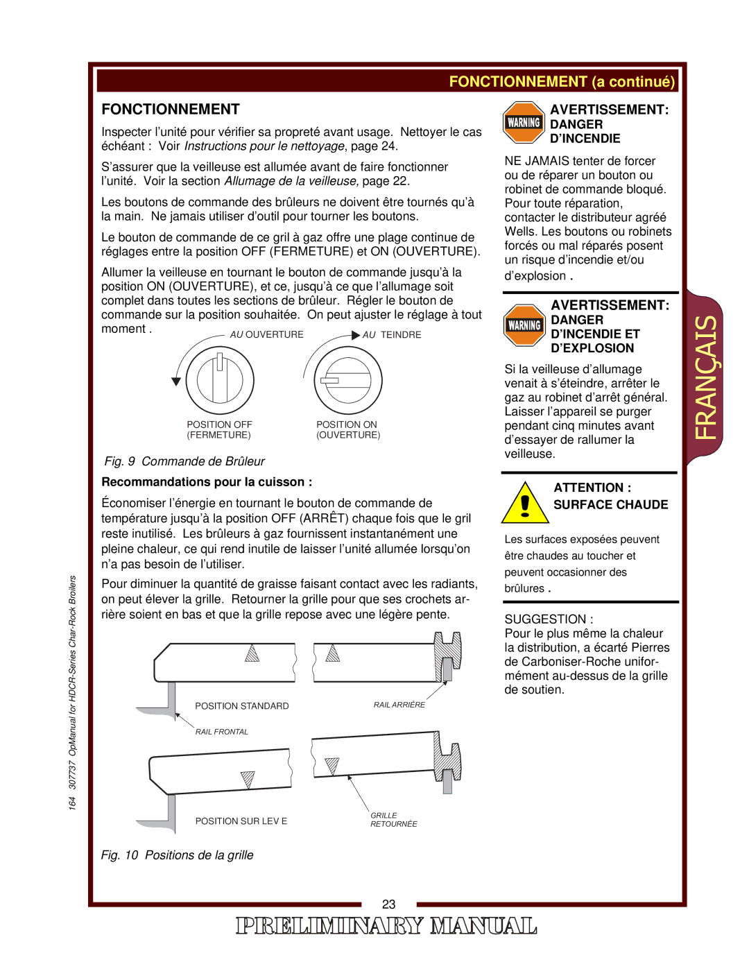 2Wire HDCR-1230G, HDCR-4830G, HDCR-2430G, HDCR-3630G operation manual Fonctionnement, Recommandations pour la cuisson 