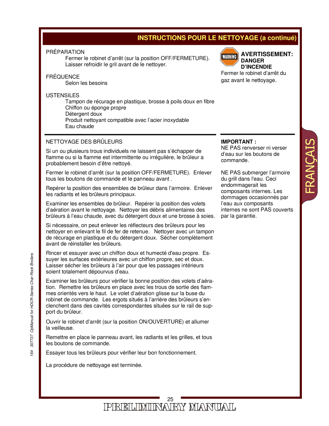 2Wire HDCR-3630G, HDCR-4830G, HDCR-1230G, HDCR-2430G operation manual Instructions Pour LE Nettoyage a continué 