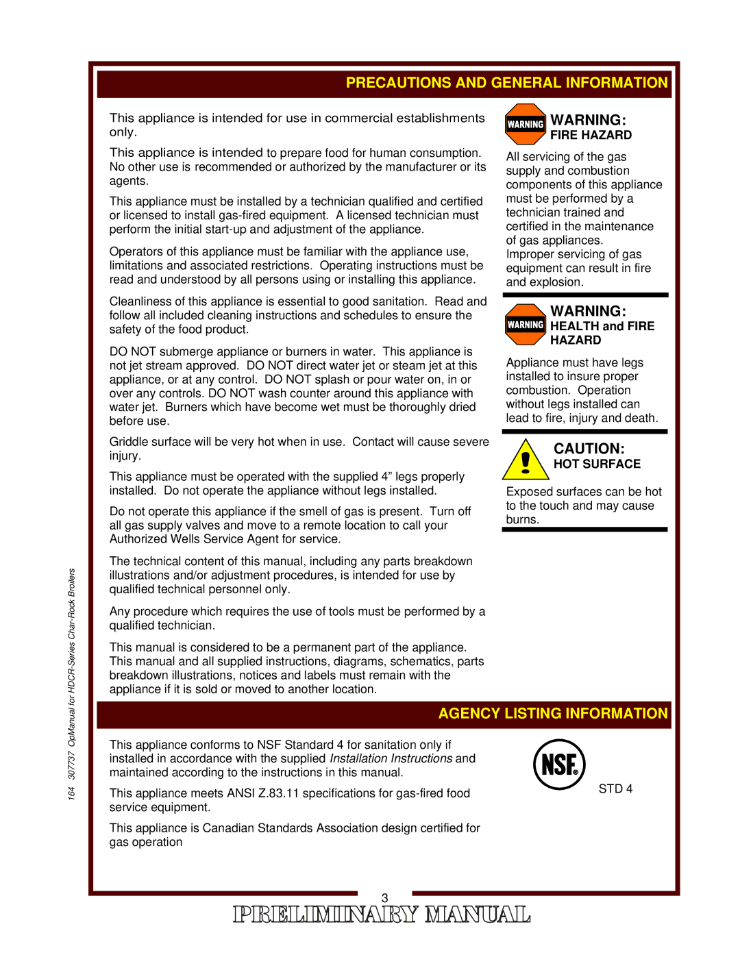 2Wire HDCR-1230G, HDCR-4830G, HDCR-2430G, HDCR-3630G operation manual 164 307737 OpManual for HDCR-Series Char-Rock Broilers 