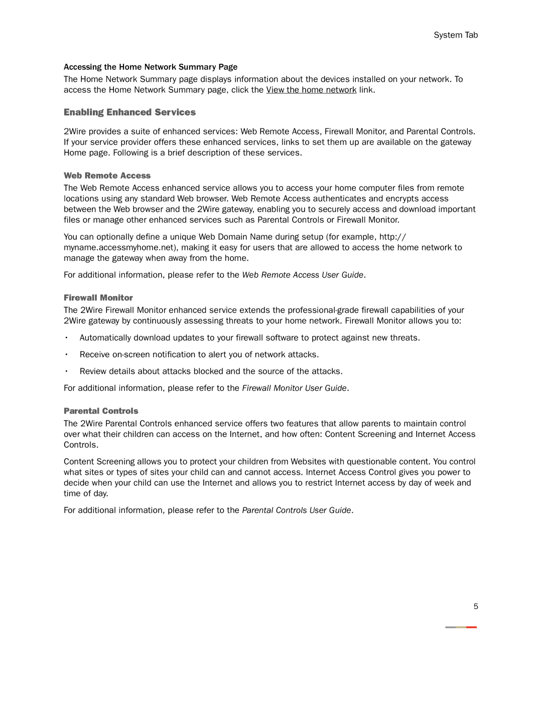 2Wire None manual Enabling Enhanced Services, Web Remote Access 