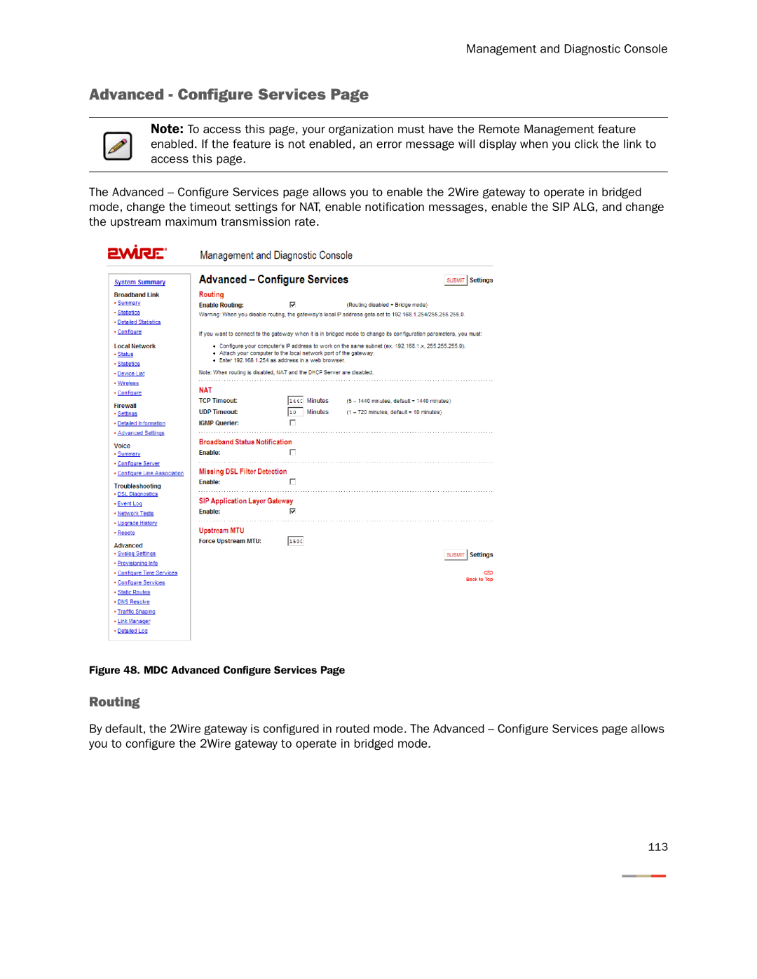 2Wire None manual Advanced Configure Services, Routing 