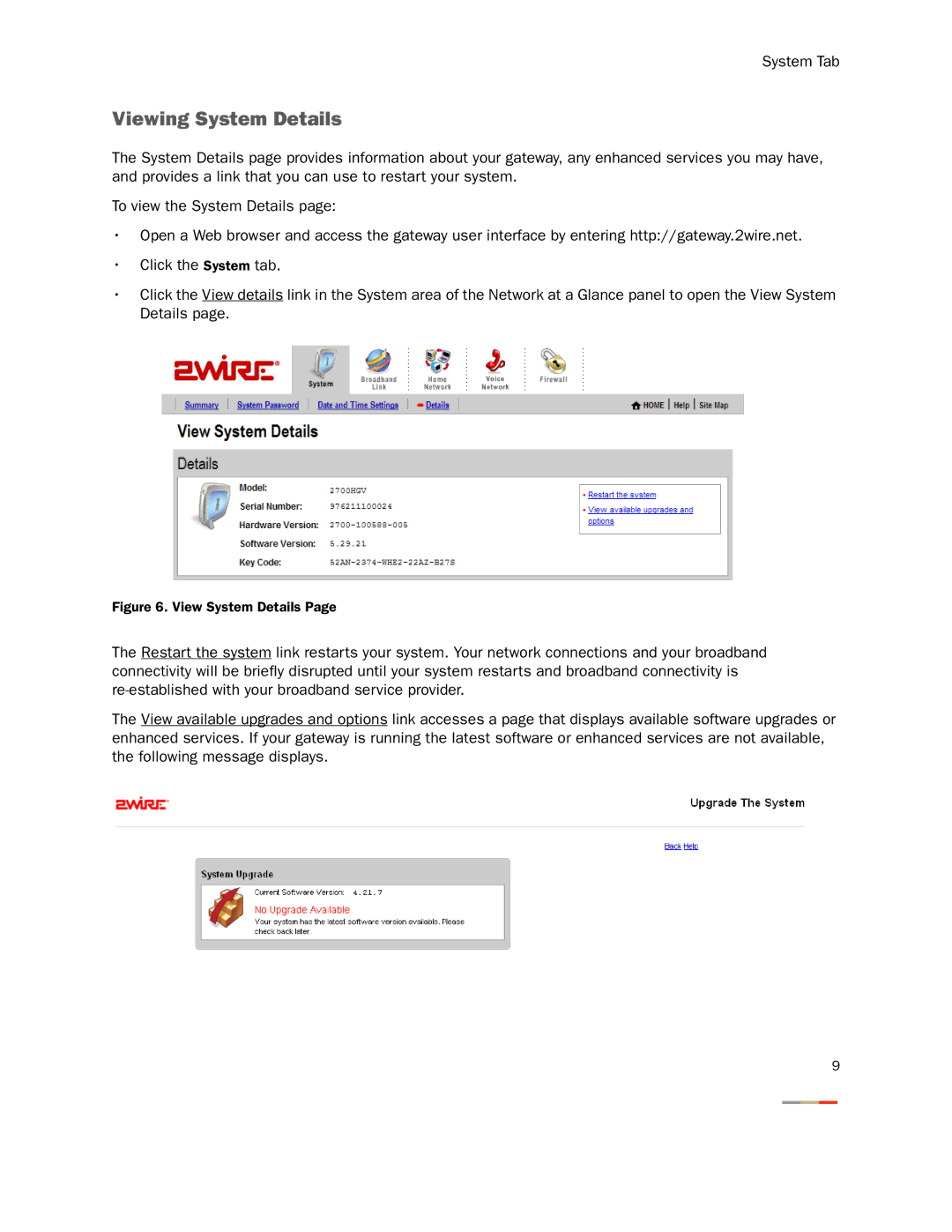 2Wire None manual Viewing System Details, View System Details 