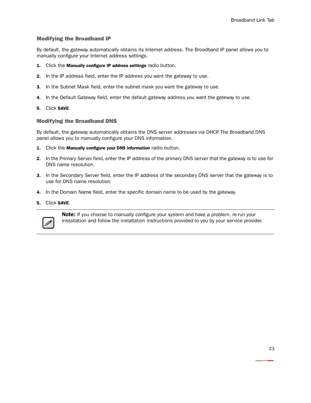 2Wire None manual Modifying the Broadband IP, Modifying the Broadband DNS 