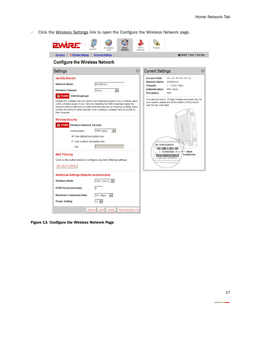 2Wire None manual Configure the Wireless Network 