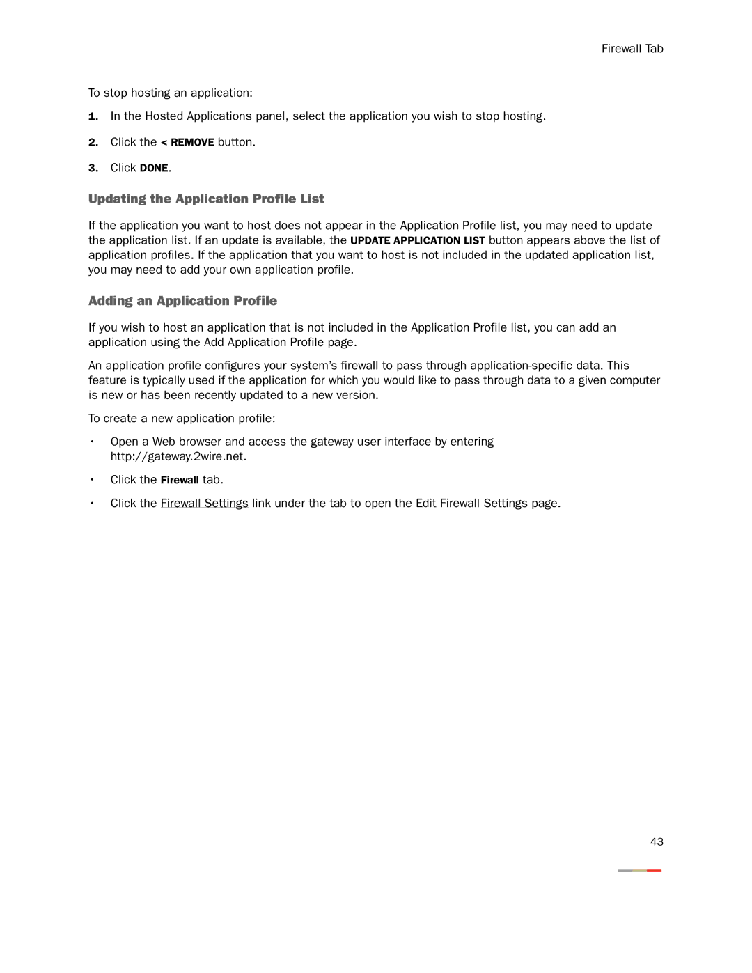 2Wire None manual Updating the Application Profile List, Adding an Application Profile 