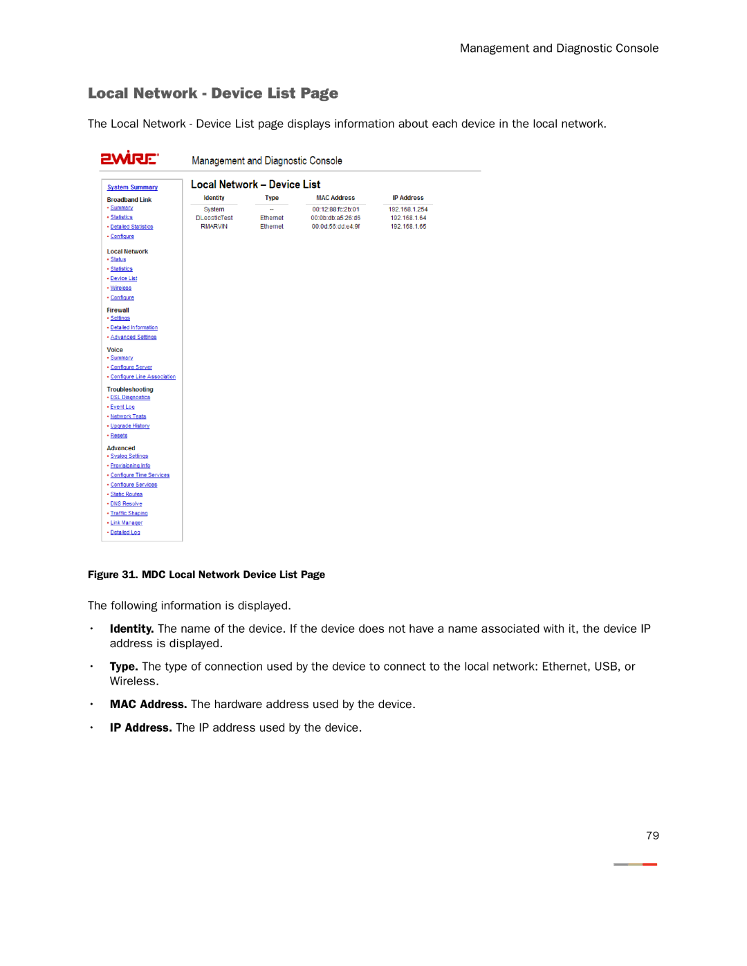 2Wire None manual MDC Local Network Device List 