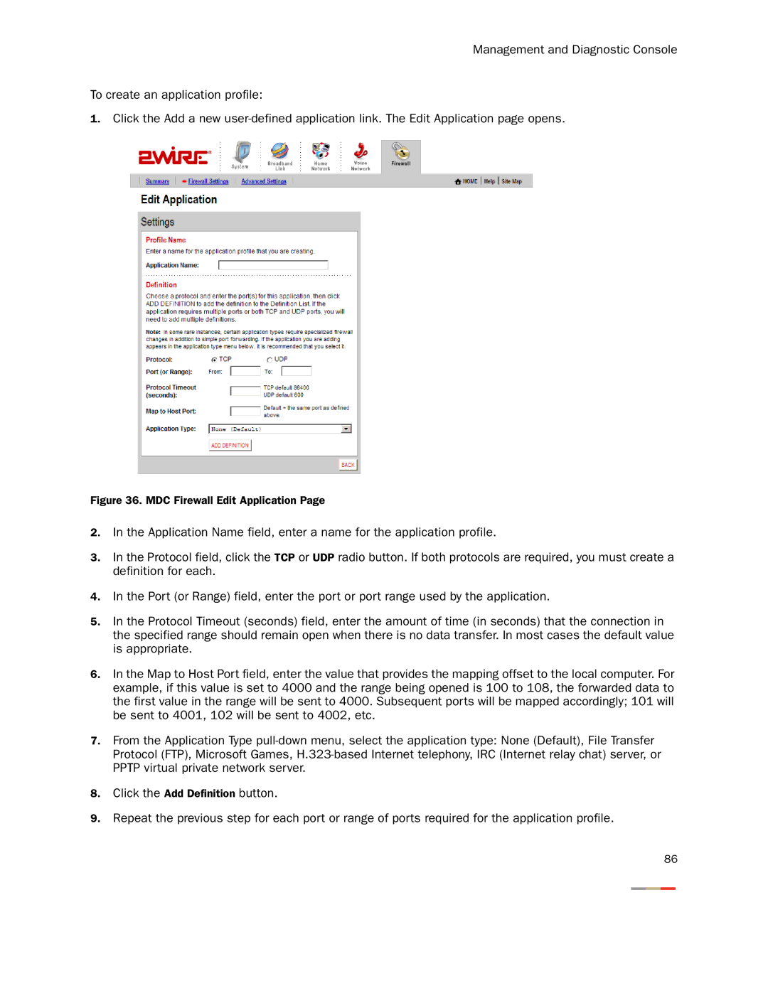 2Wire None manual MDC Firewall Edit Application 