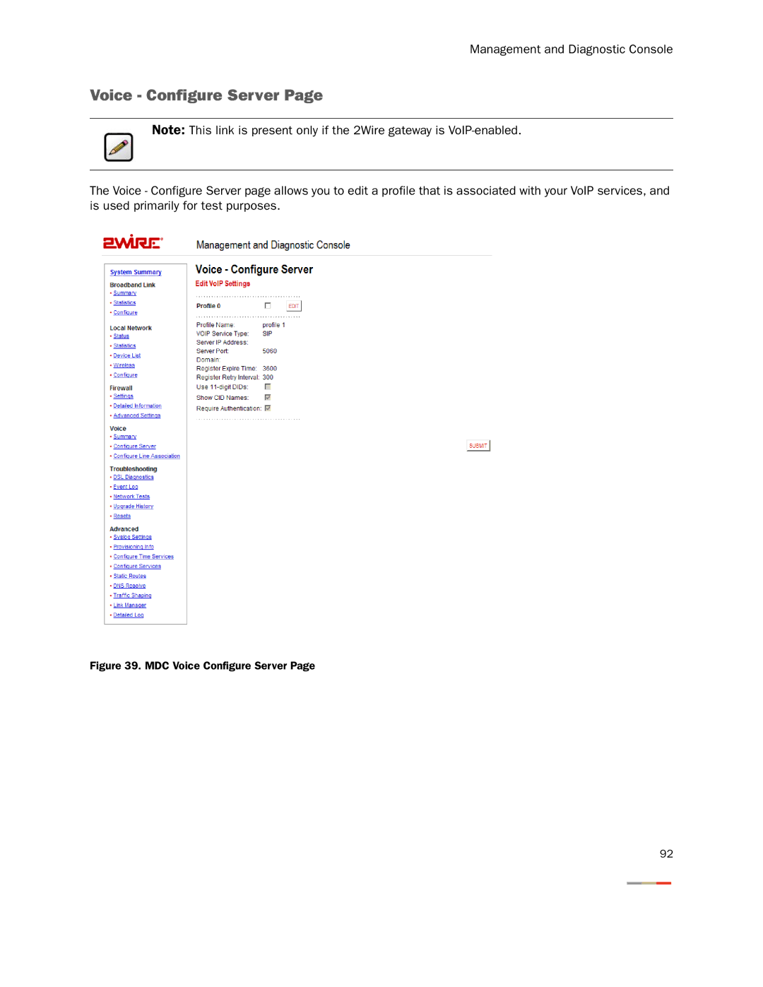 2Wire None manual MDC Voice Configure Server 