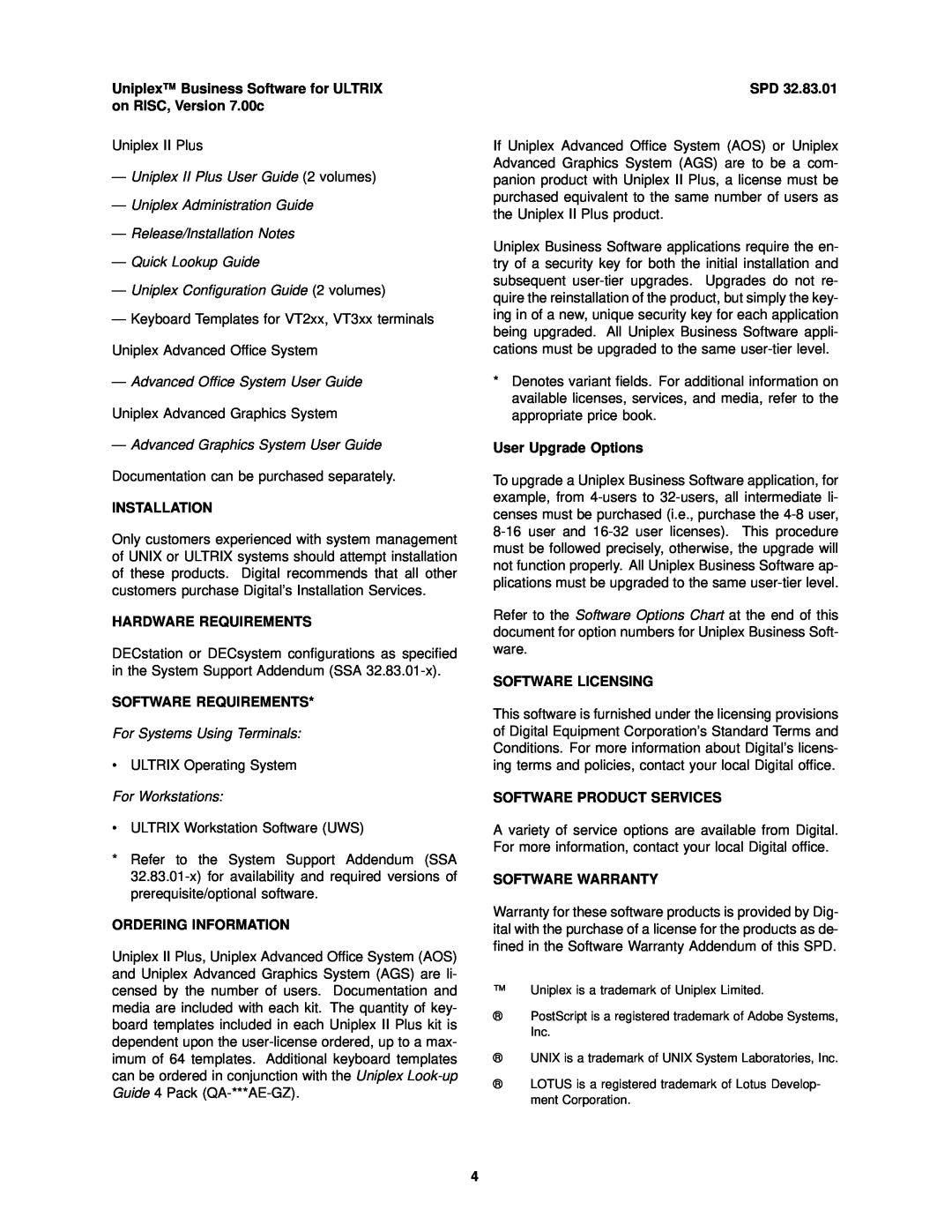2Wire SPD 32.83.01 Uniplex II Plus User Guide 2 volumes, Uniplex Administration Guide, Advanced Ofﬁce System User Guide 