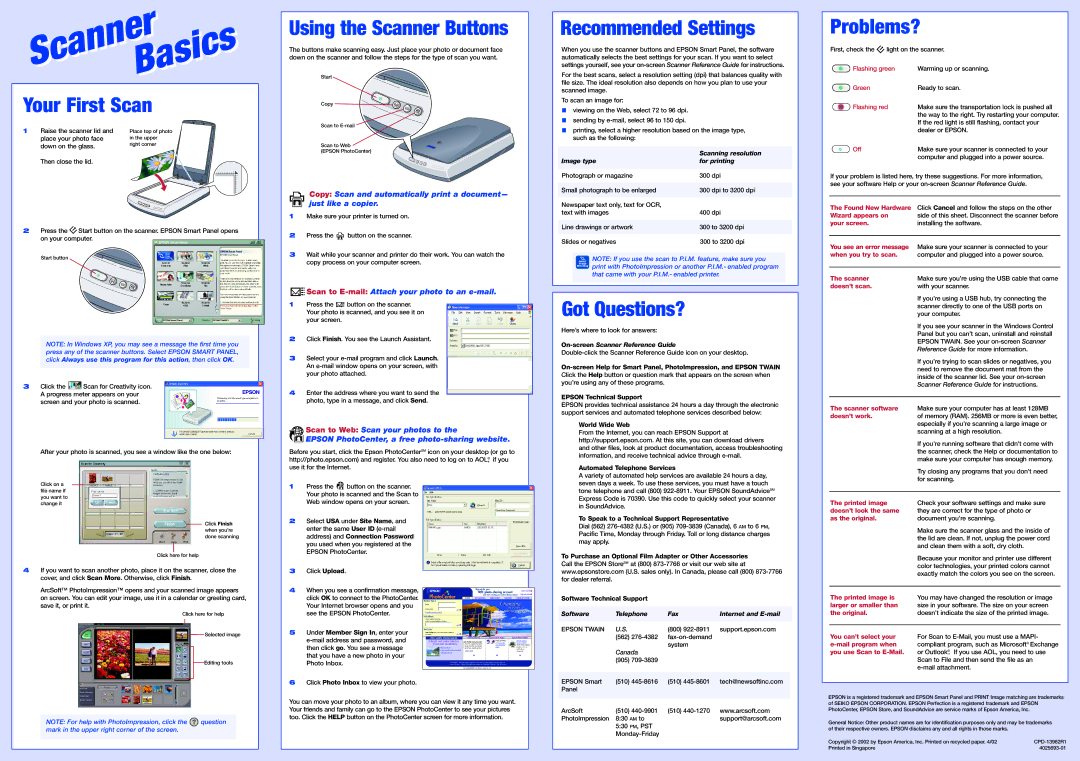 321 Studios 1660 manual Your First Scan, Using the Scanner Buttons, Recommended Settings, Got Questions?, Problems? 