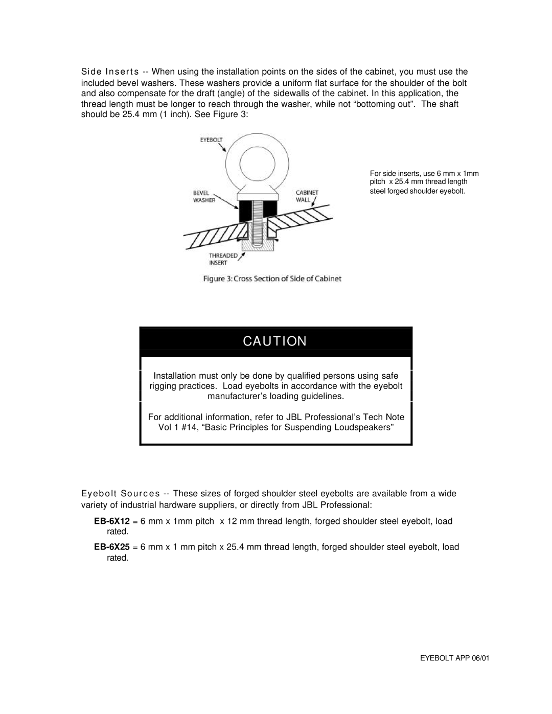 321 Studios 29AV manual Eyebolt APP 06/01 