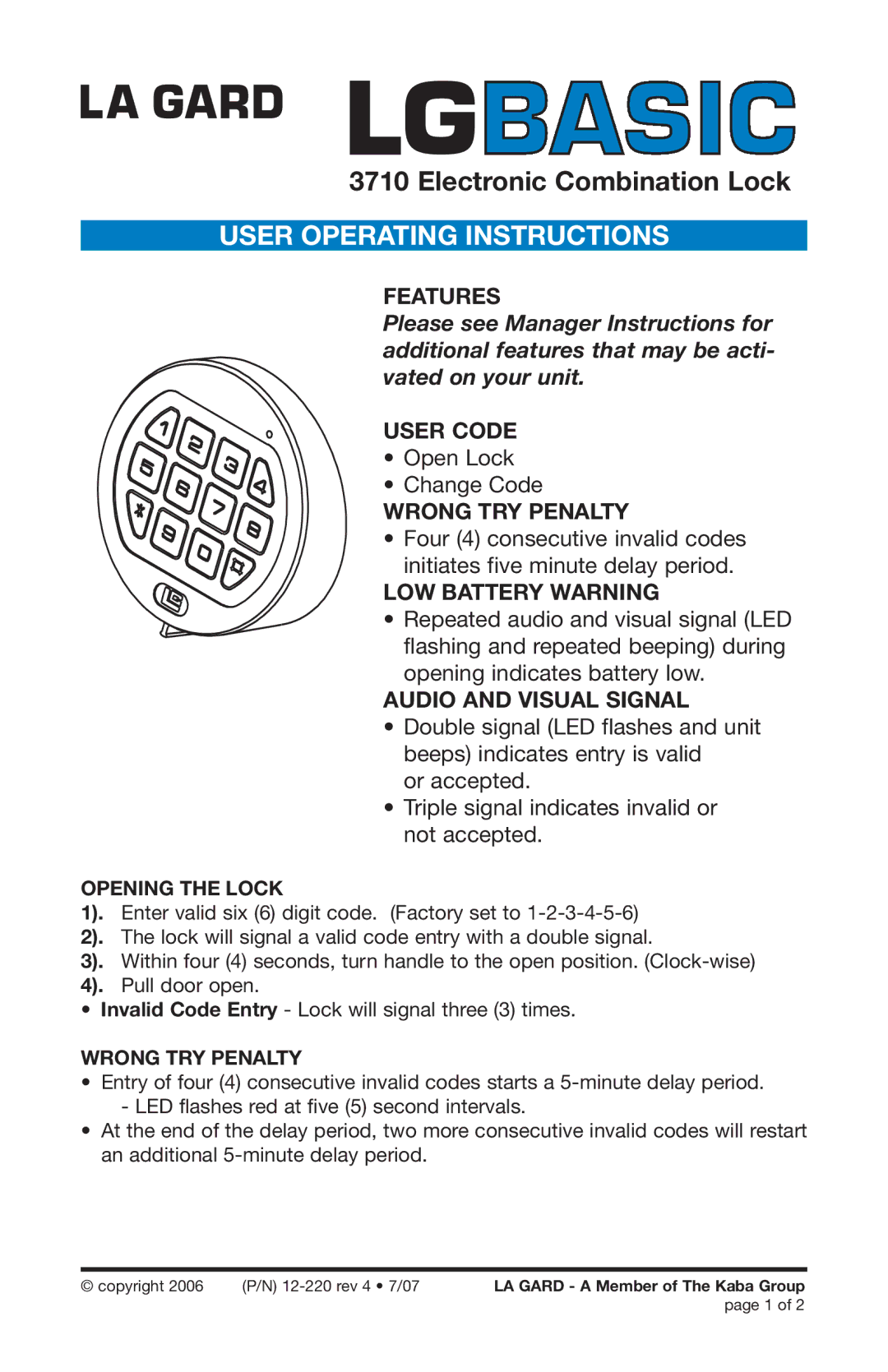 321 Studios 3710 operating instructions User Operating Instructions 