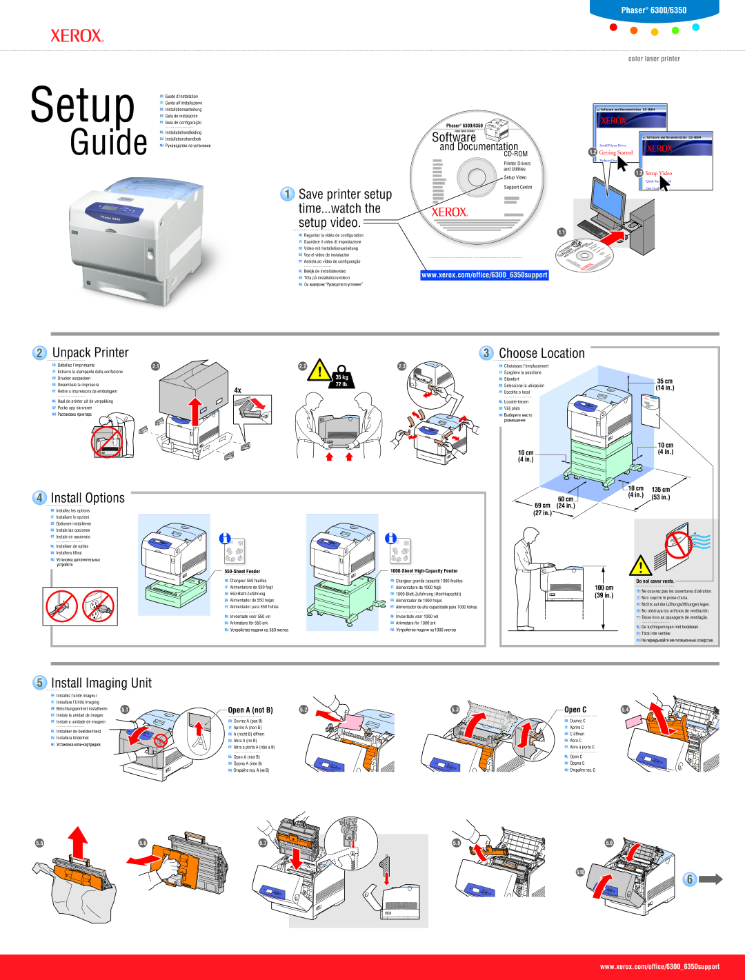 321 Studios 6300/6350 setup guide Setup video, Unpack Printer, Install Options, Install Imaging Unit 