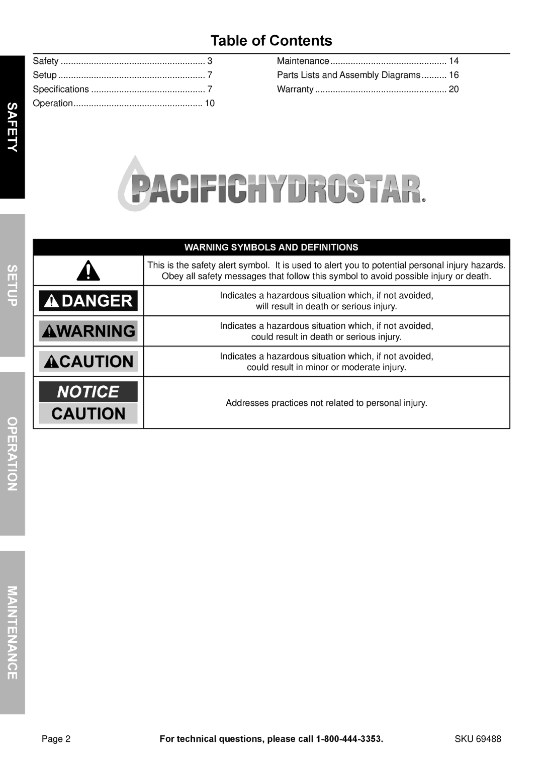 321 Studios 69488 owner manual Table of Contents 