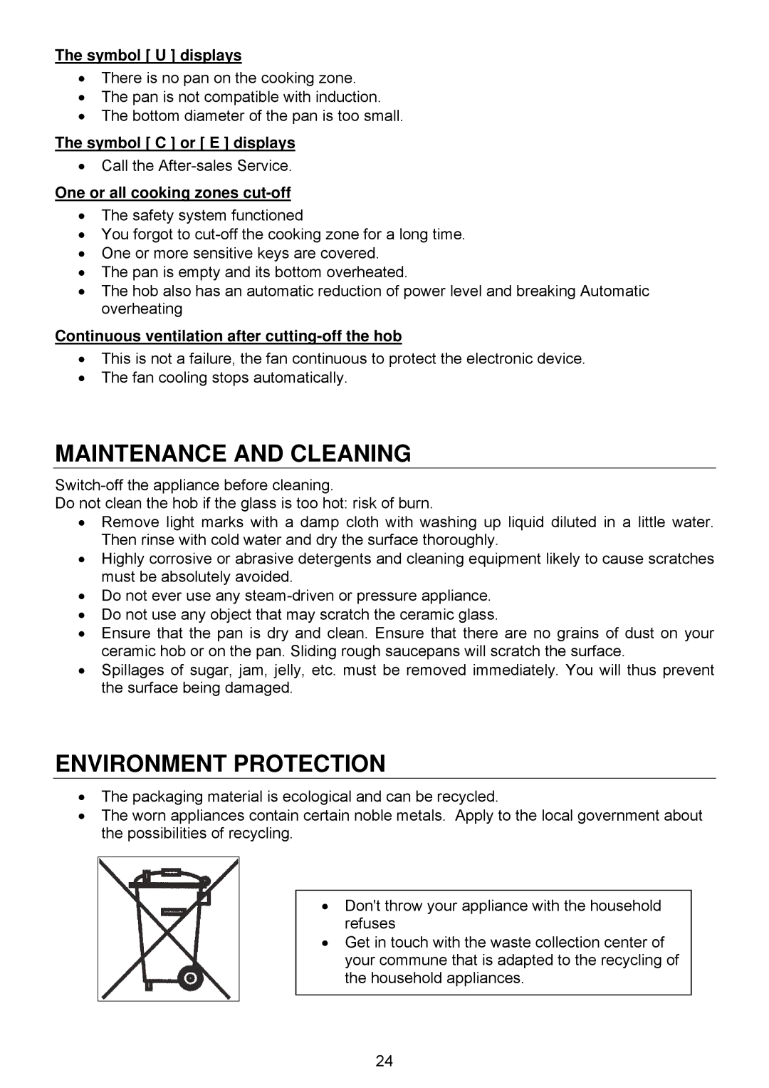 321 Studios 7322 230 user manual Maintenance and Cleaning, Environment Protection 