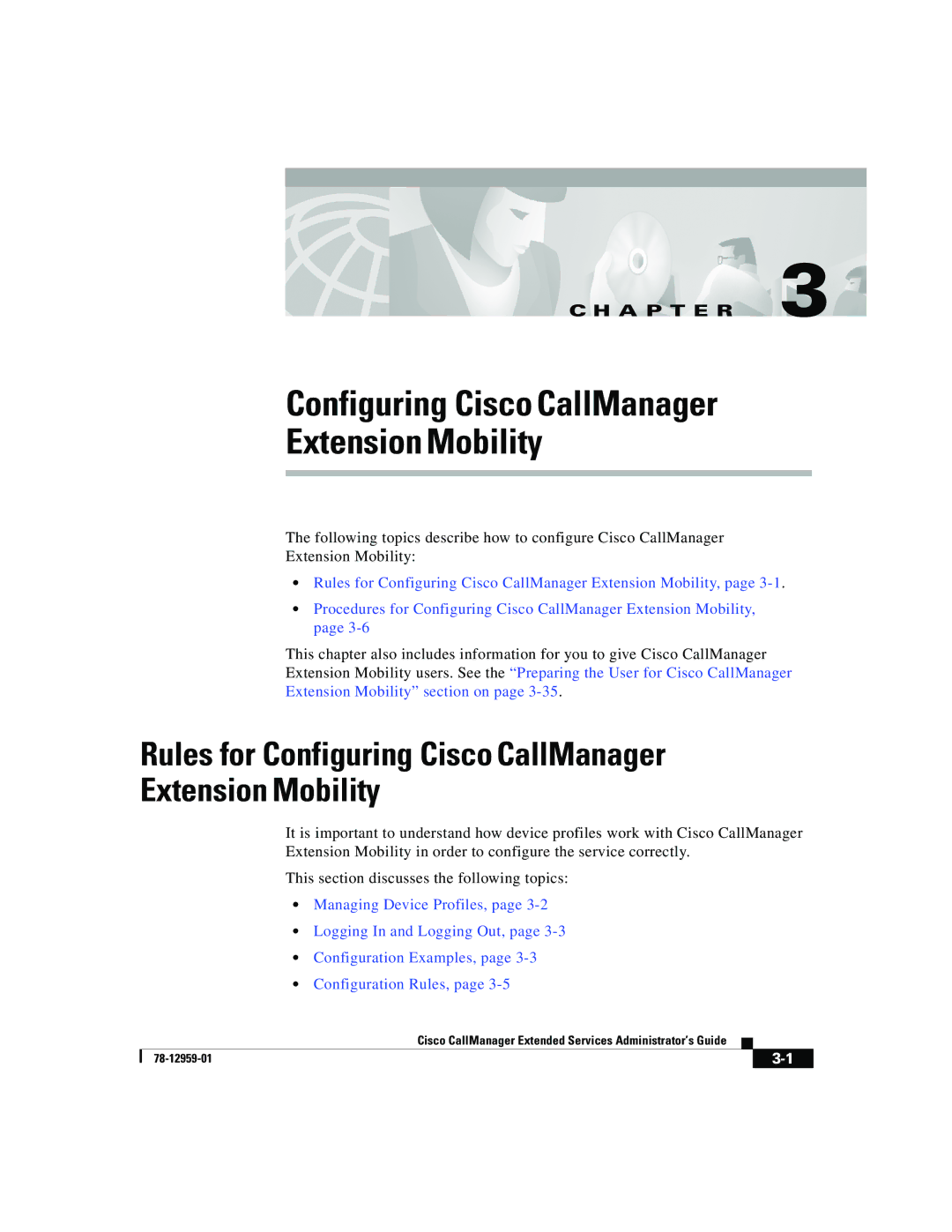 321 Studios 78-12959-01 manual Configuring CiscoCallManager ExtensionMobility 