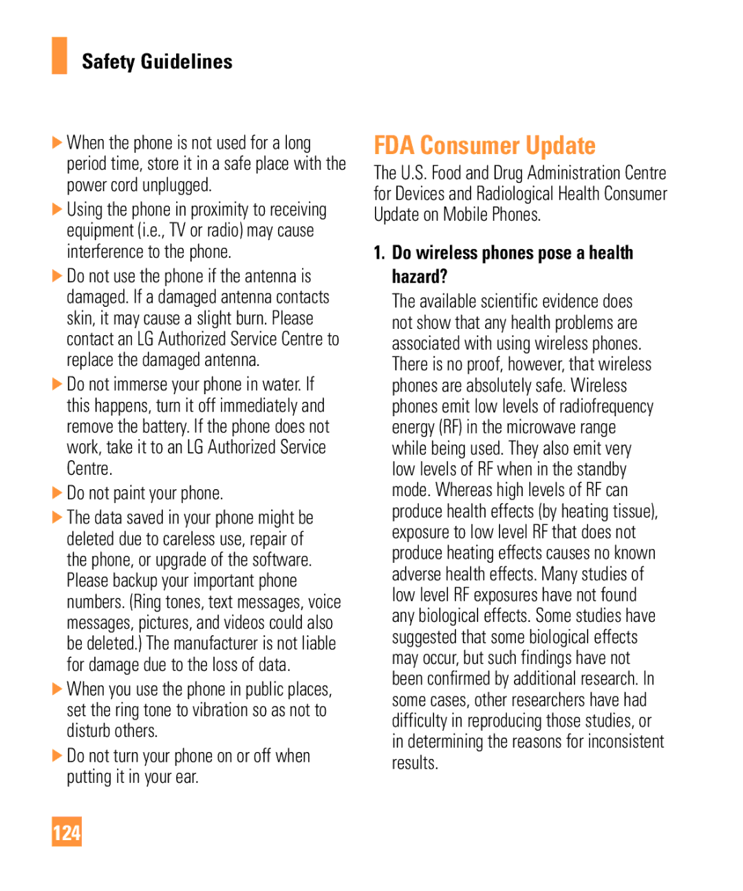 321 Studios Cell Phone manual FDA Consumer Update, 124, Do not paint your phone, Do wireless phones pose a health hazard? 