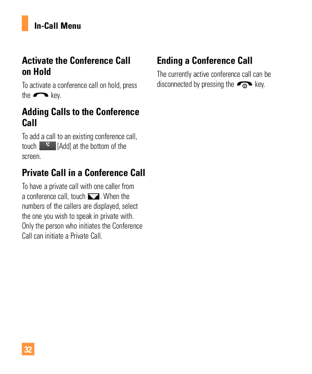 321 Studios Cell Phone Activate the Conference Call on Hold, Adding Calls to the Conference Call, Ending a Conference Call 