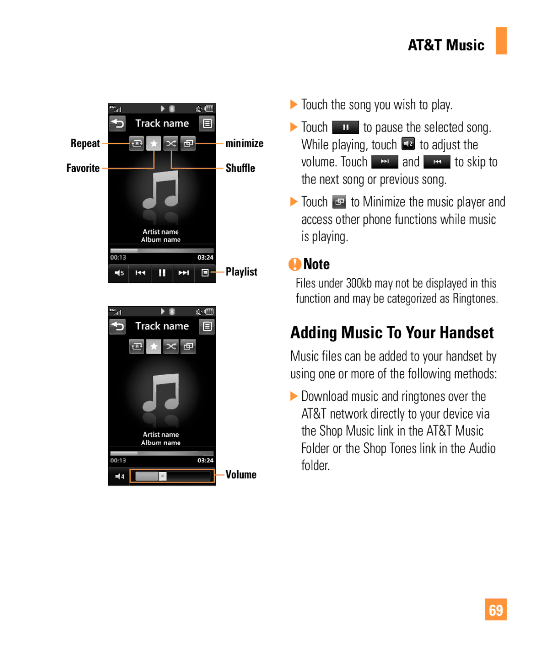 321 Studios Cell Phone manual Adding Music To Your Handset, Touch the song you wish to play 