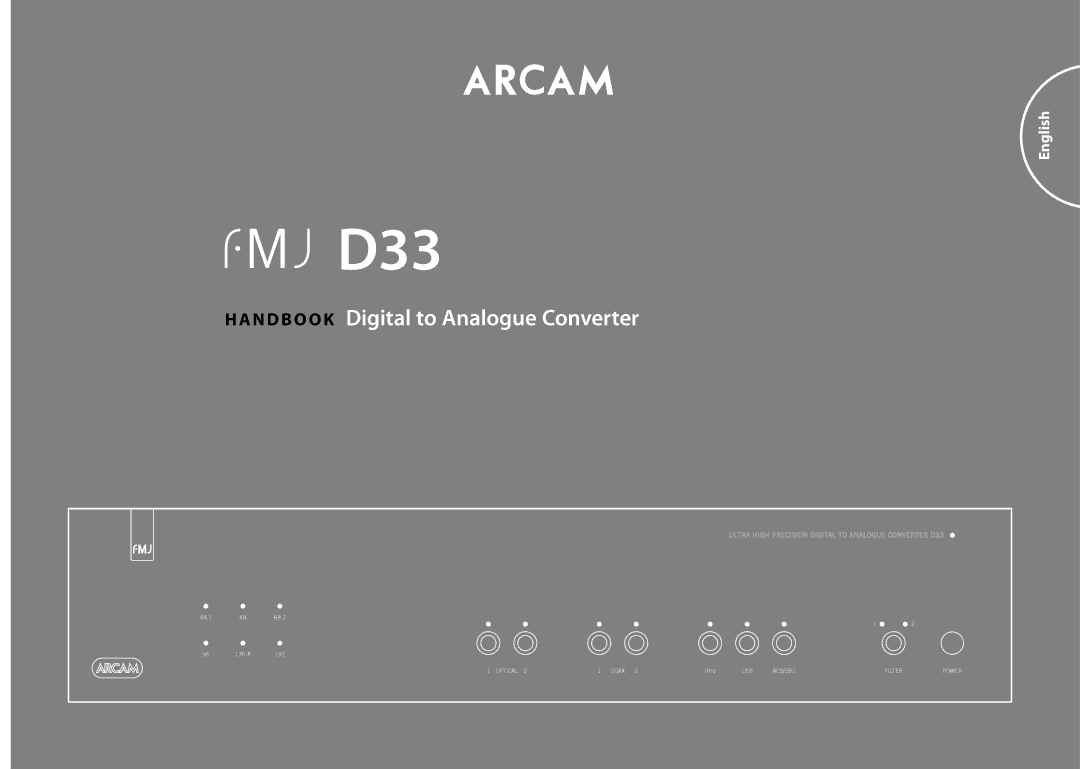 321 Studios D33 manual HA N D B O O K Digital to Analogue Converter 